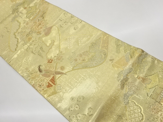 JAPANESE KIMONO / FUKURO OBI / SAGANISHIKI / WOVEN BIRD & GION 